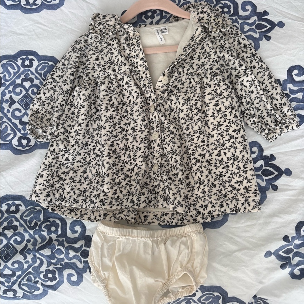 Floral Print Kids Dress - Black and Cream from Janie and Jack